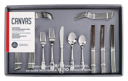 CAAB Home Delight CANVAS Madison 50pc Stainless Steel Flatware Set, Serves 10