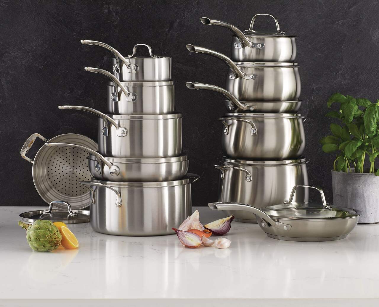 CAAB Home Delight Lagostina 3-Ply Commercial Clad Stainless Steel Cookware Set & Oven Safe, 12-pc