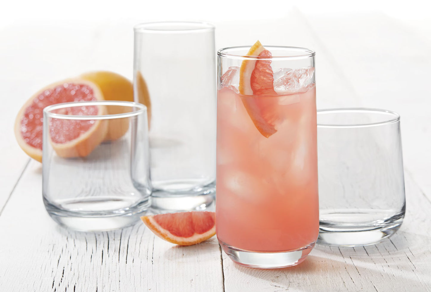 CAAB Home Delight Libbey Ascent 16pc Tumbler Glassware Set, Dishwasher Safe, 8pc x 13.3-oz and 8pc x 16-oz