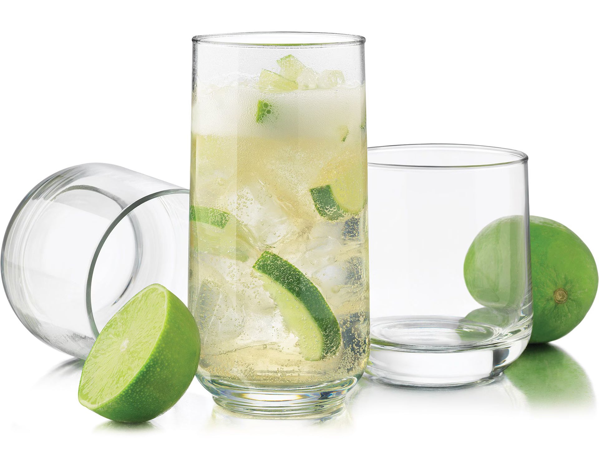 CAAB Home Delight Libbey Ascent 16pc Tumbler Glassware Set, Dishwasher Safe, 8pc x 13.3-oz and 8pc x 16-oz