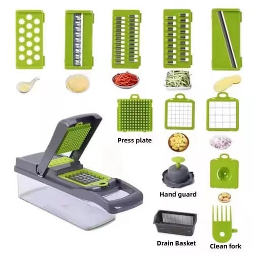 CAAB Home Delight Multifunctional 16-in-1 Vegetable Chopper with Container, Onion Chopper, Egg Separator, (Chops, Slices, Spiralizes & More)