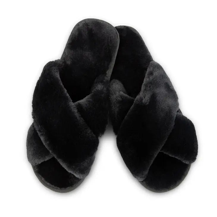 CAAB Home Delight Soft Fluffy Crossband Open-Toe Slide-On Spa Slippers (Personalized Available)