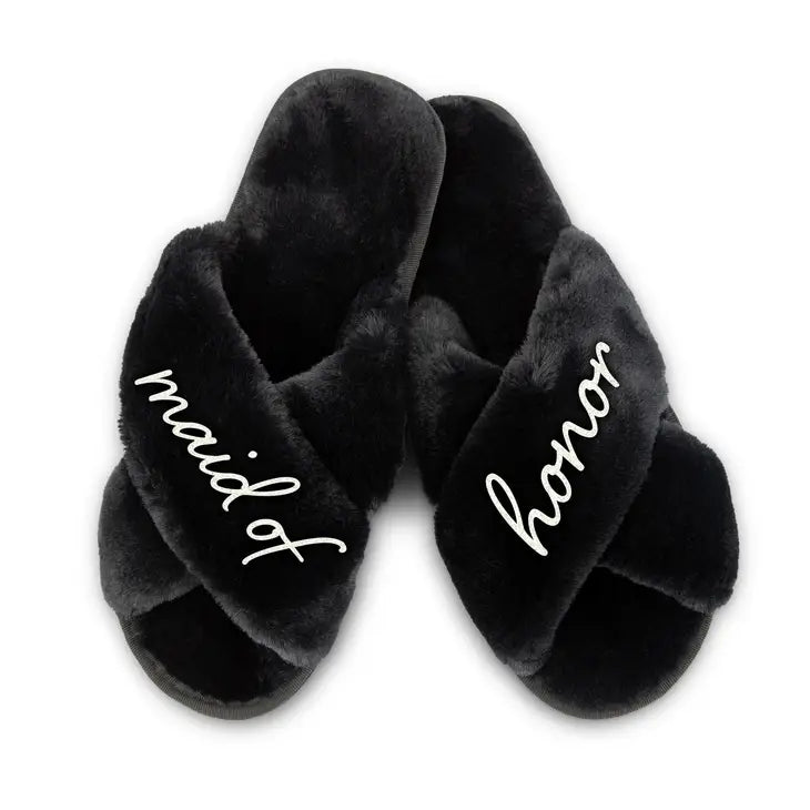 CAAB Home Delight Soft Fluffy Crossband Open-Toe Slide-On Spa Slippers (Personalized Available)