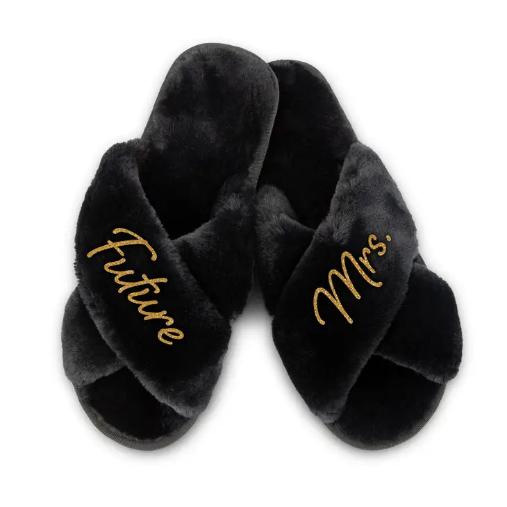 CAAB Home Delight Soft Fluffy Crossband Open-Toe Slide-On Spa Slippers (Personalized Available)