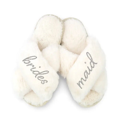 CAAB Home Delight Soft Fluffy Crossband Open-Toe Slide-On Spa Slippers (Personalized Available)