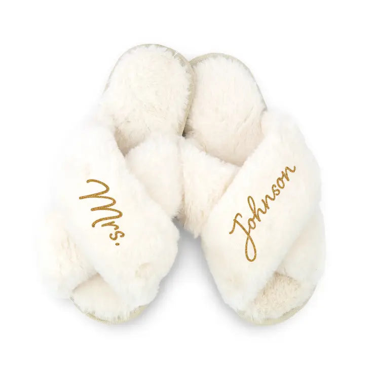 CAAB Home Delight Soft Fluffy Crossband Open-Toe Slide-On Spa Slippers (Personalized Available)