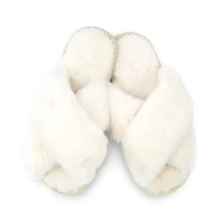 CAAB Home Delight Soft Fluffy Crossband Open-Toe Slide-On Spa Slippers (Personalized Available)