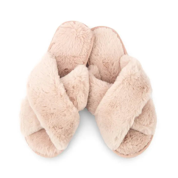 CAAB Home Delight Soft Fluffy Crossband Open-Toe Slide-On Spa Slippers (Personalized Available)
