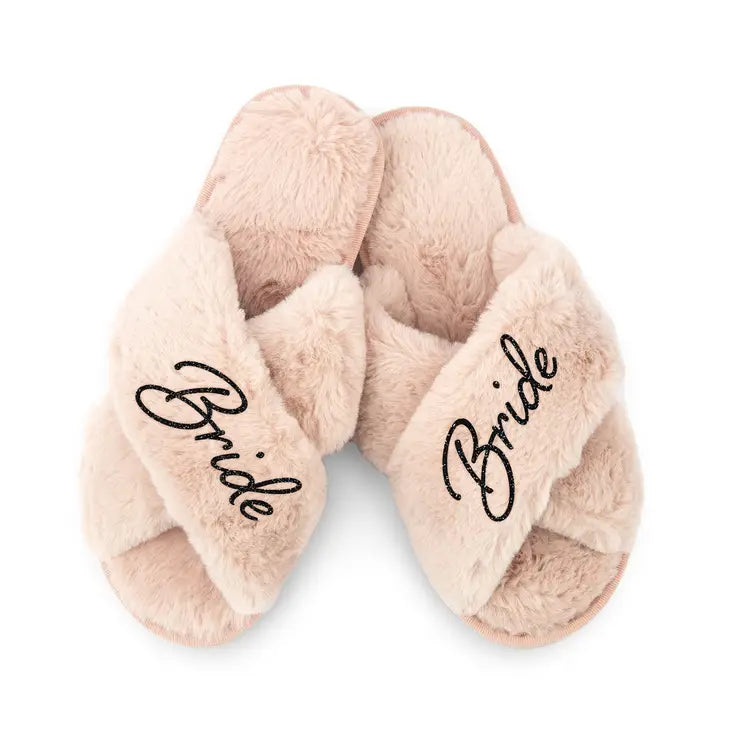 CAAB Home Delight Soft Fluffy Crossband Open-Toe Slide-On Spa Slippers (Personalized Available)