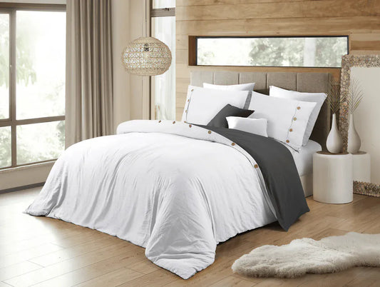 CAAB Home Delight Solid Color Reversible Duvet Cover Set (Queen Size)
