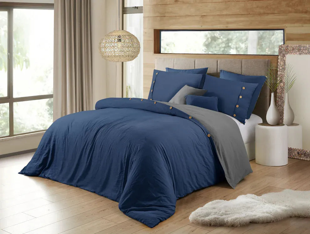 CAAB Home Delight Solid Color Reversible Duvet Cover Set (Queen Size)