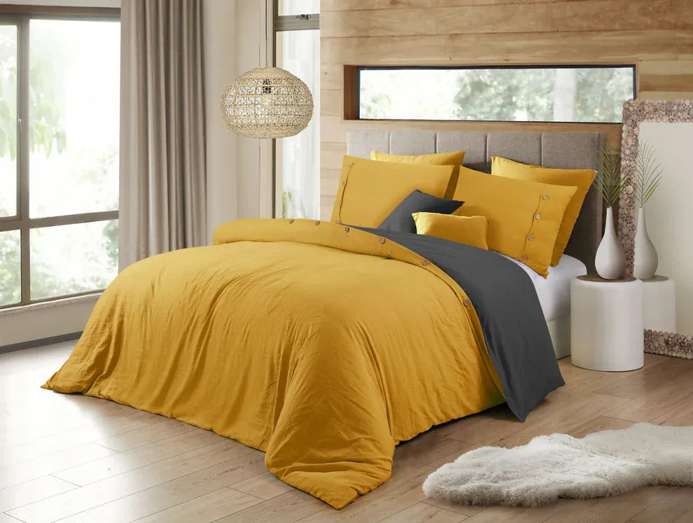 CAAB Home Delight Solid Color Reversible Duvet Cover Set (Queen Size)