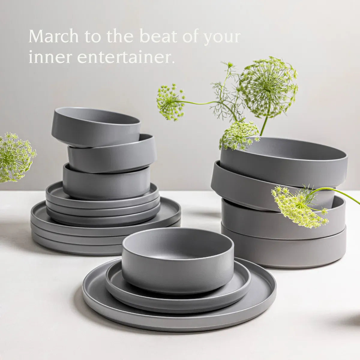 CAAB Home Delight Stackable 16-Piece Semi Hand-Finished Stoneware Dinnerware Set (Set of 4)