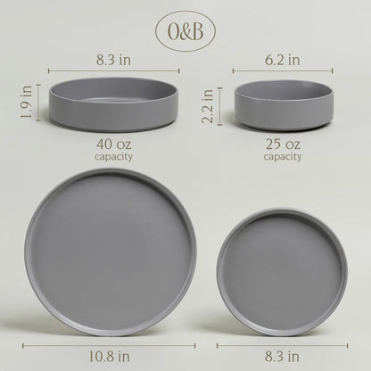 CAAB Home Delight Stackable 16-Piece Semi Hand-Finished Stoneware Dinnerware Set (Set of 4)