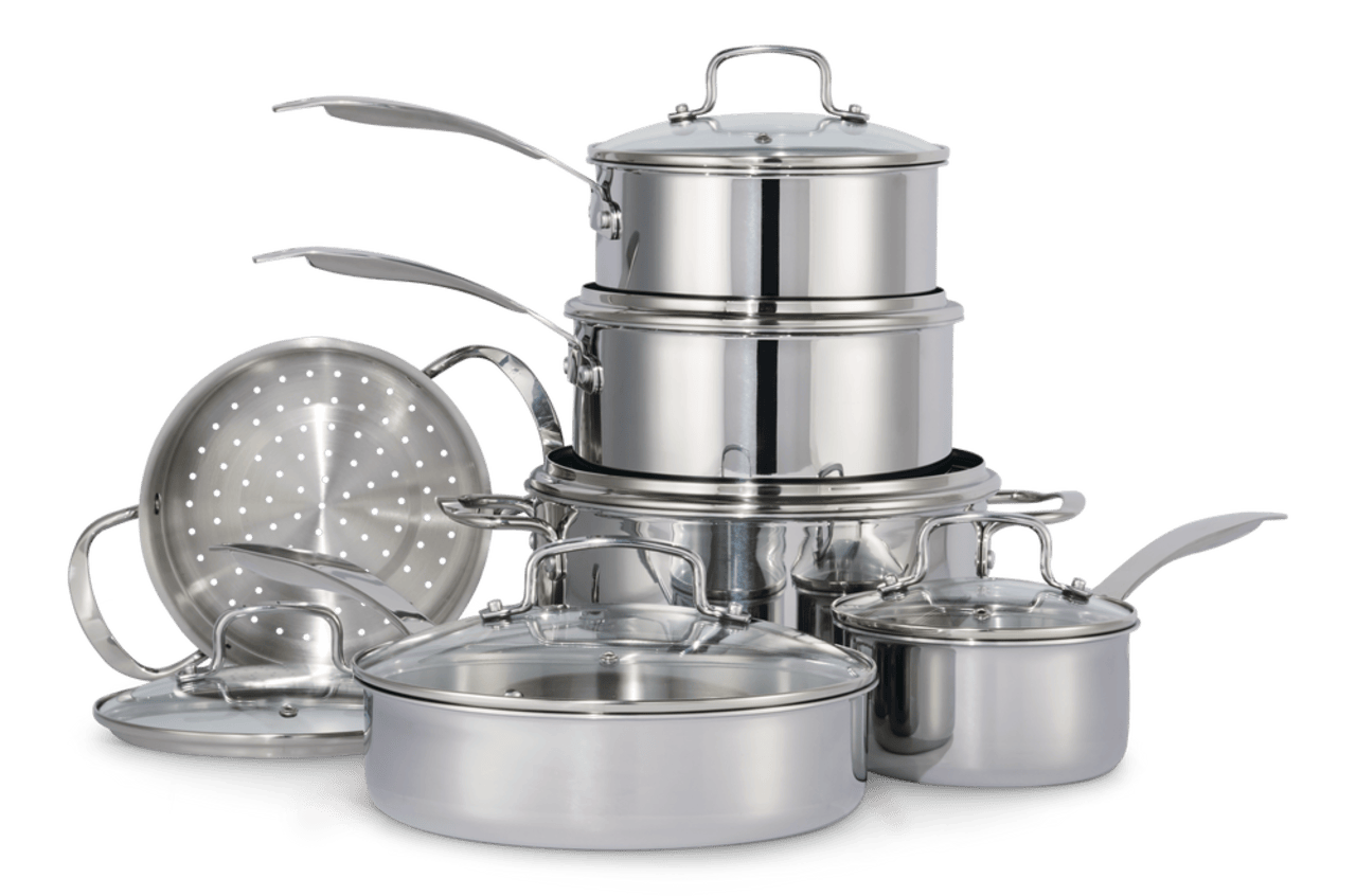 CAAB Home Delight Vida by PADERNO Elite Series 3-Ply Cookware Set, Oven Safe, Stainless Steel