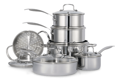 CAAB Home Delight Vida by PADERNO Elite Series 3-Ply Cookware Set, Oven Safe, Stainless Steel