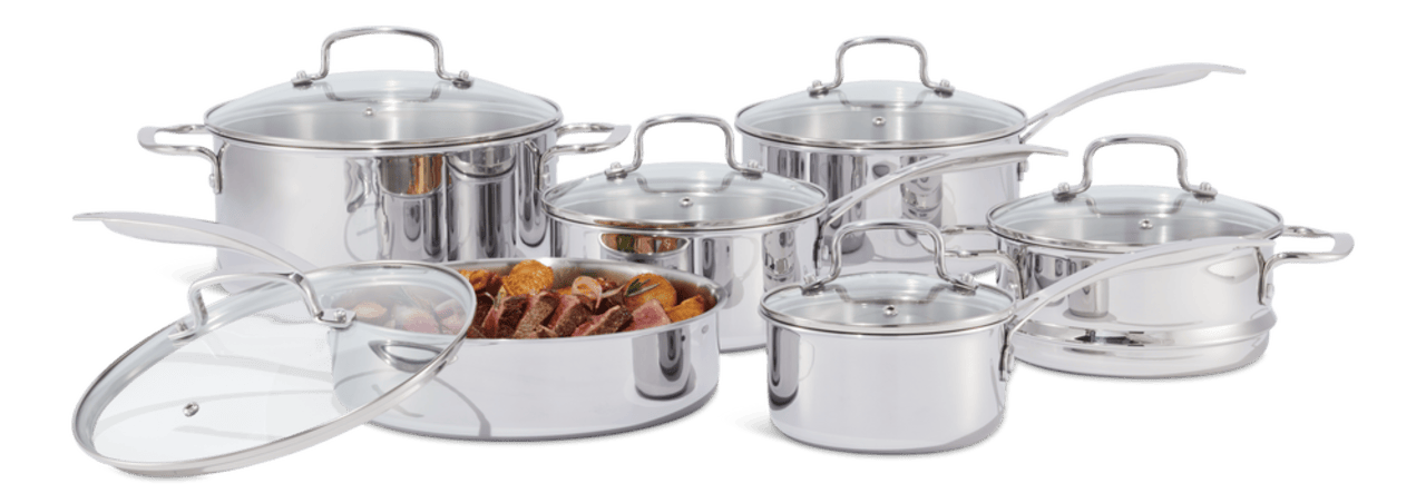 CAAB Home Delight Vida by PADERNO Elite Series 3-Ply Cookware Set, Oven Safe, Stainless Steel