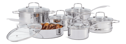 CAAB Home Delight Vida by PADERNO Elite Series 3-Ply Cookware Set, Oven Safe, Stainless Steel