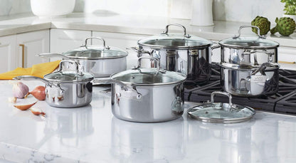 CAAB Home Delight Vida by PADERNO Elite Series 3-Ply Cookware Set, Oven Safe, Stainless Steel