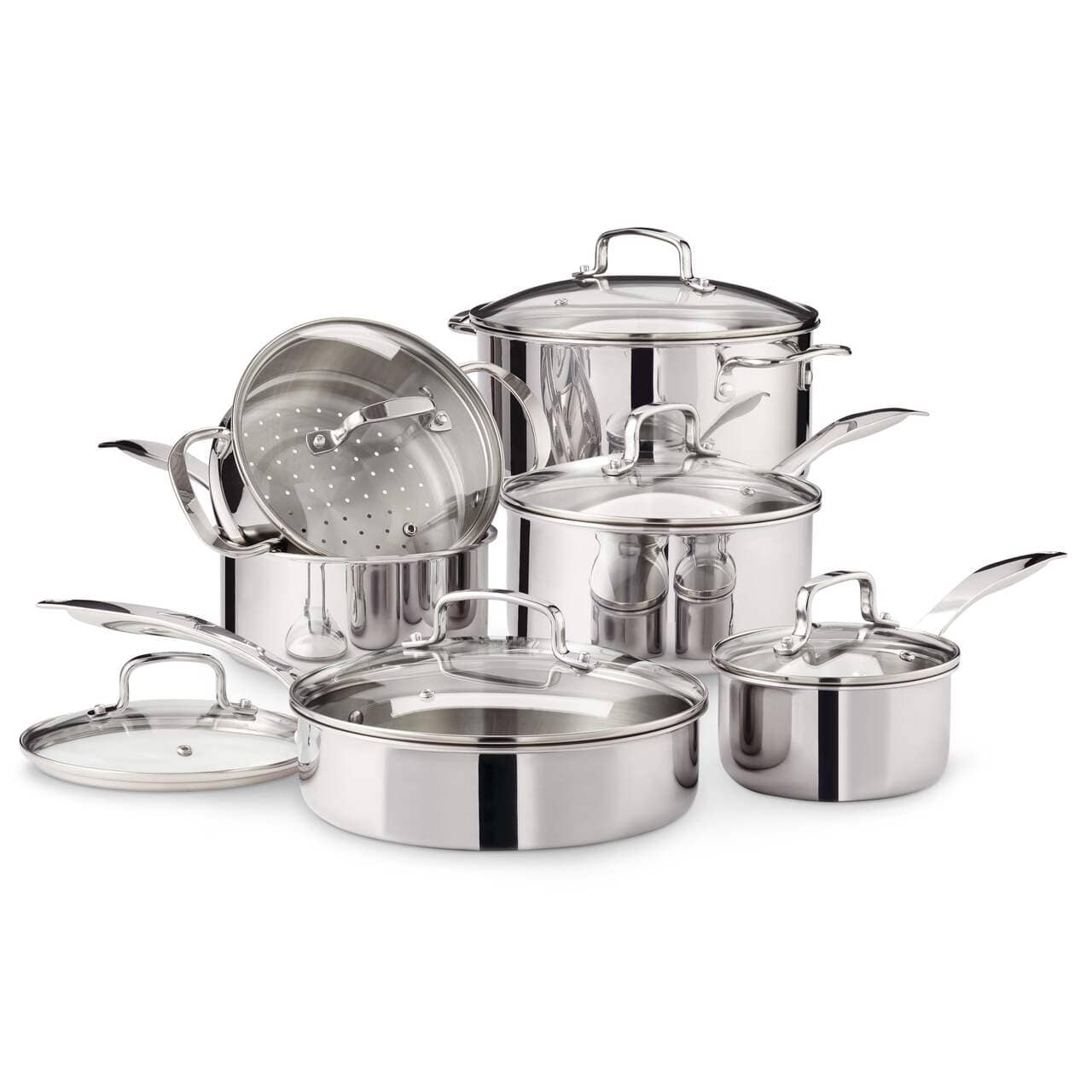CAAB Home Delight Vida by PADERNO Elite Series 3-Ply Cookware Set, Oven Safe, Stainless Steel