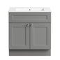 CANVAS Milford Double Door Single Sink Marble Top Bathroom Vanity, Grey, 30-in