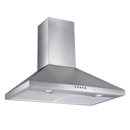Vissani 30-inch 350CFM Convertible Pyramid Wall-Mounted Range Hood with 3-Speed Setting in Stainless Steel