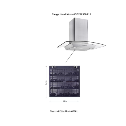 Vissani 30-inch 340CFM T-Shape Shell Only Wall-Mounted Glass Range Hood with 3-Speed Setting in Stainless Steel