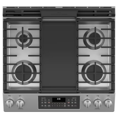 GE 30 -inch Slide-in Gas Range with No Preheat Air Fry Fingerprint Resistant in Stainless Steel