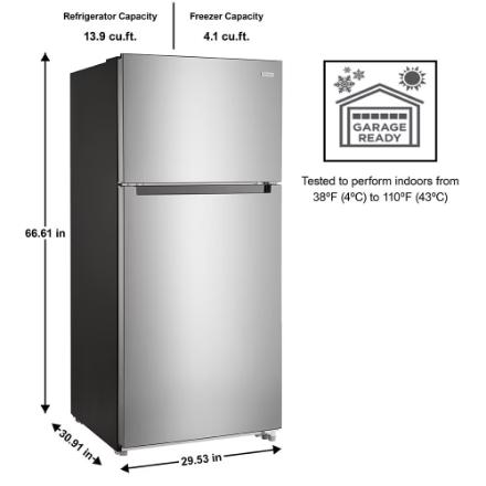 Vissani 18 Cu. Ft. Top Freezer Refrigerator in Stainless Steel Look - ENERGY STAR®