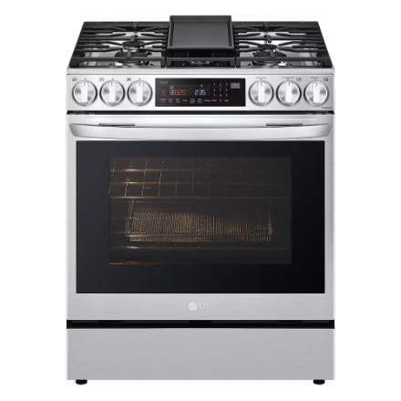 LG Electronics Slide-in Smart Gas Range with InstaView and Air Fry, ProBake Convection Oven in Smudge Resistant Stainless Steel