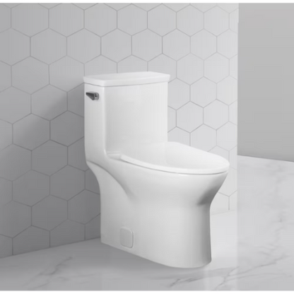 Glacier Bay Pemberton All-in-One 1-Piece Single Flush 4.8L Elongated White Concealed Toilet Comfort Height with Soft-Close Seat