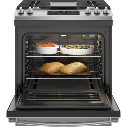 GE 30In Slide-In Gas Range in Stainless Steel