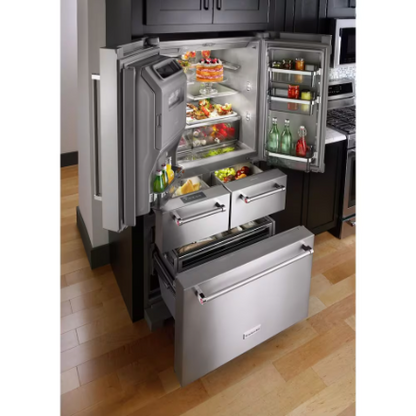 KitchenAid 36-inch W 25.8 cu. ft. Multi-Door Freestanding Refrigerator with Platinum Interior Design in Stainless Steel