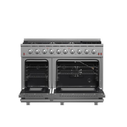 Forno Galiano 48-inch Gas Range Stainless Steel, 8 Burners, 107,000 BTU, Griddle, 6.58 cu.ft. Double Ovens