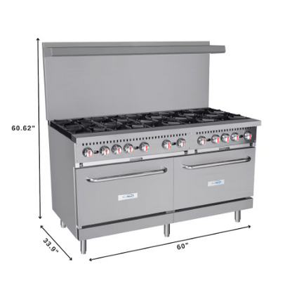 Koolmore 60 in. Commercial 10 Burner Natural Gas Range in Stainless-Steel