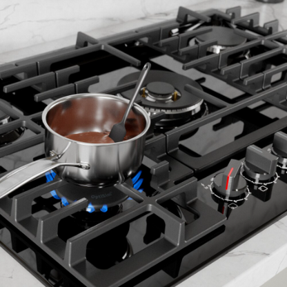 Bosch 800 Series 30-Inch Gas Cooktop in black stainless steel with 5 burners