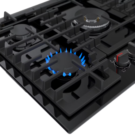 Bosch 800 Series 30-Inch Gas Cooktop in black stainless steel with 5 burners