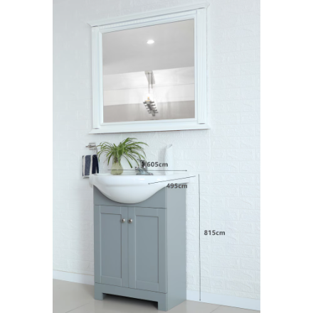 Glacier Bay Clancey 24-inch W x 19.5-inch D x 32-inch H Grey Wood Bathroom Vanity with Round Centre Single Sink Ceramic Top