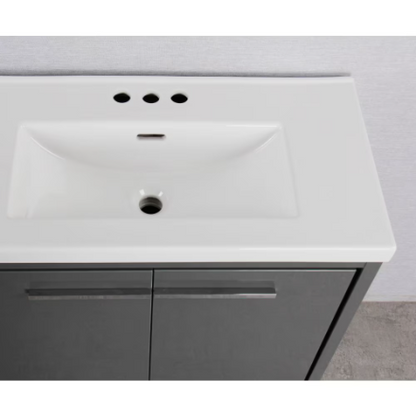 Glacier Bay Romali 30 inch Vanity with Ceramic Top in Gloss Grey Finish