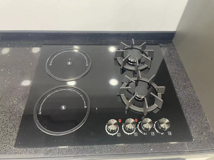 Built-In Smooth Surface Gas and Electric Cooktop with 2 Gas and 2 Electric Burner