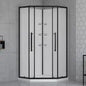 My Store 38" x 38" Corner neo shower kit with matte black door, tile effect walls, base and glass shelves