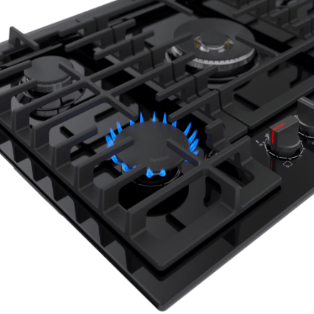 My Store Bosch 800 Series 30-Inch Gas Cooktop in black stainless steel with 5 burners