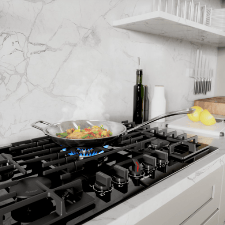My Store Bosch 800 Series 30-Inch Gas Cooktop in black stainless steel with 5 burners