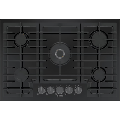 My Store Bosch 800 Series 30-Inch Gas Cooktop in black stainless steel with 5 burners