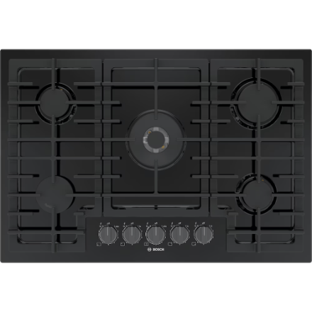 My Store Bosch 800 Series 30-Inch Gas Cooktop in black stainless steel with 5 burners