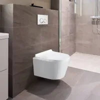 My Store Dual-flush wall toilet with white control plate PARETO