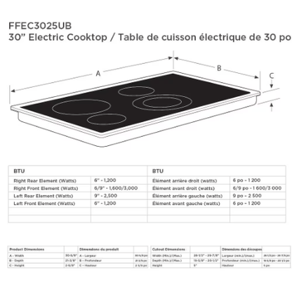 My Store Frigidaire 30-inch Radiant Electric Cooktop in Black with 4 Elements including Quick Boil