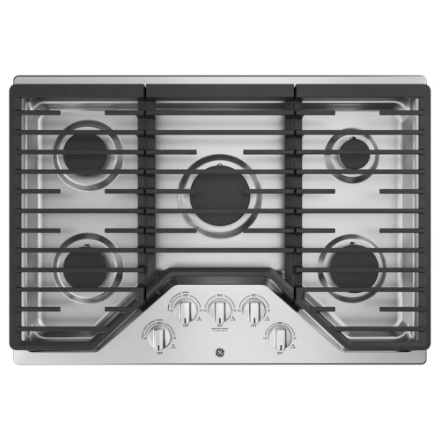 My Store GE 30-inch W Gas Cooktop with 5 Burners Including Power Burners in Stainless