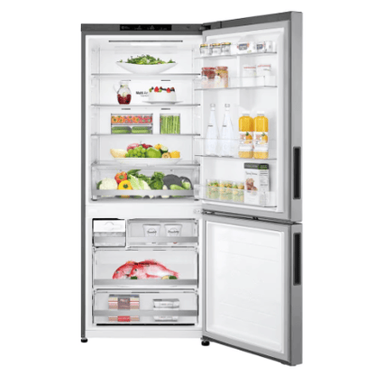 My Store LG Electronics 28-inch W 15 cu. ft. Counter Depth Bottom Freezer with Door Cooling+ in Platinum Silver, Counter Depth - ENERGY STAR®