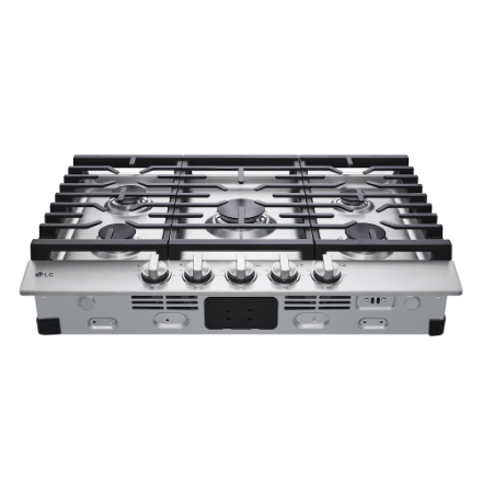 My Store LG Electronics 30-inch Gas Cast Iron Cooktop with 5 Burners including 20K BTU Burner in Stainless Steel